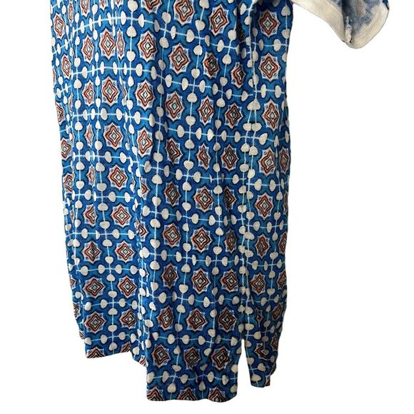 CHICO'S Blue Orange Knit V-Neck Short Sleeve Ramie & Rayon Blend Thin Sweater 1 - Picture 5 of 16